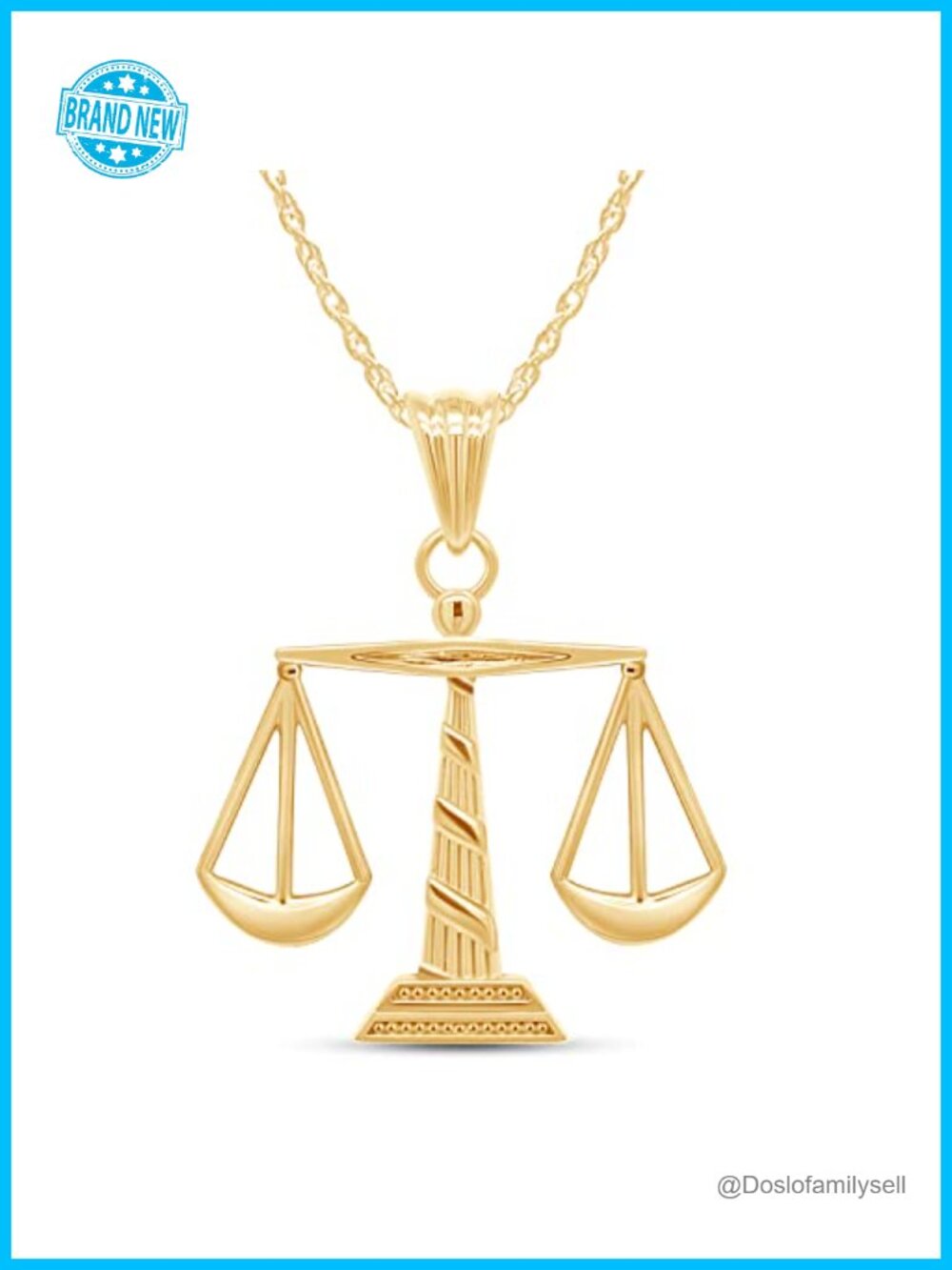 Scales of Justice Pendant Necklace 14K Gold Over Sterling Silver